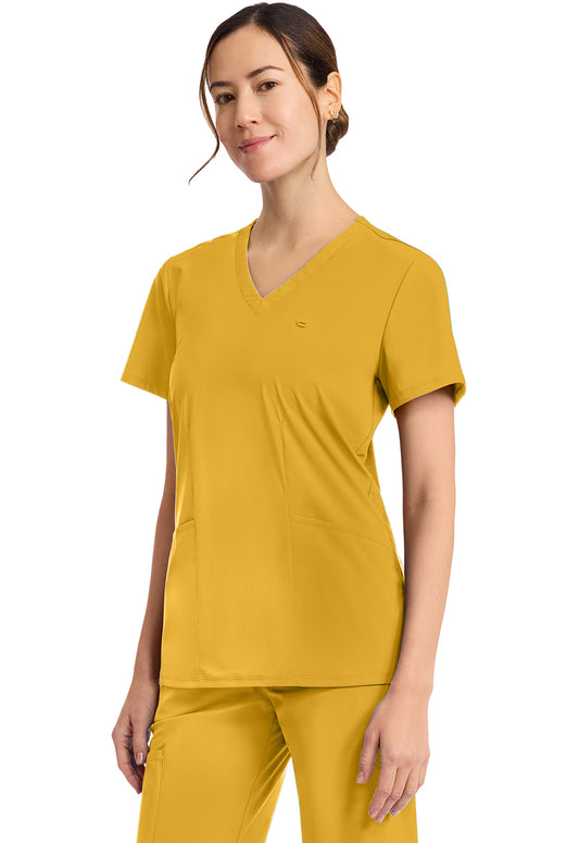 Pursuit IN647A Women's 2-Pocket V-Neck Top Butterscotch