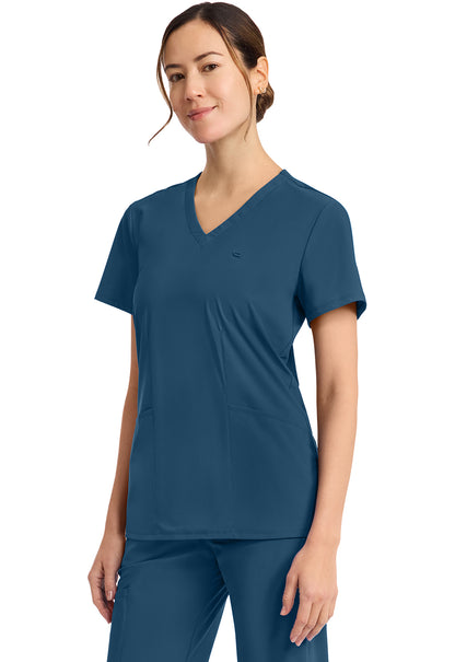 Pursuit IN647A Women's 2-Pocket V-Neck Top Caribbean Blue