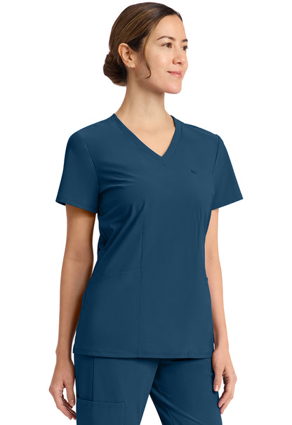 Pursuit IN647A Women's 2-Pocket V-Neck Top Caribbean Blue