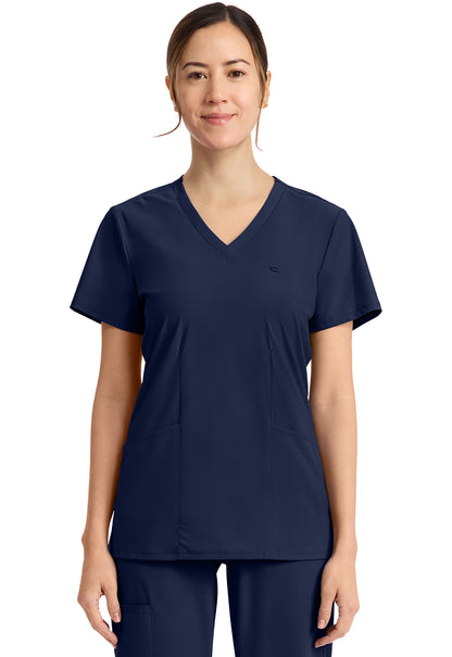 Pursuit IN647A Women's 2-Pocket V-Neck Top Navy