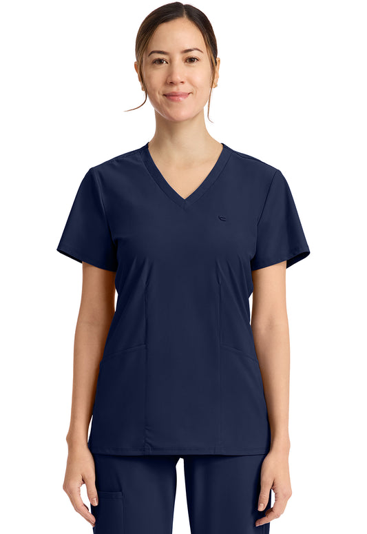 Pursuit IN647A Women's 2-Pocket V-Neck Top Navy