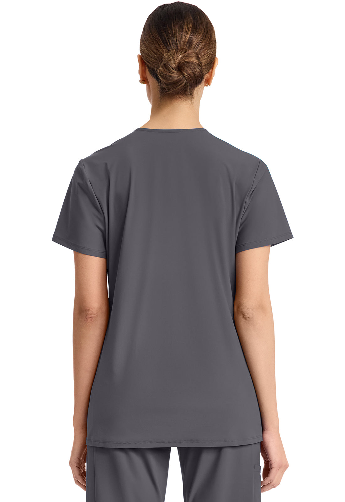 Pursuit IN647A Women's 2-Pocket V-Neck Top Pewter