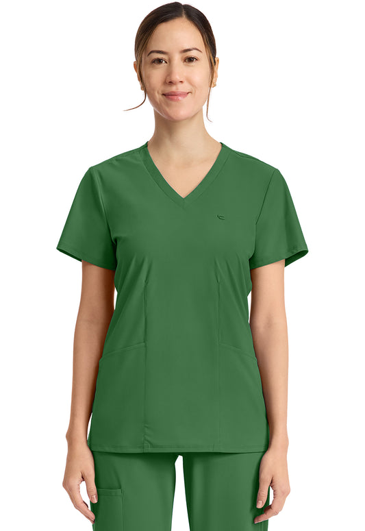 Pursuit IN647A Women's 2-Pocket V-Neck Top Retro Green