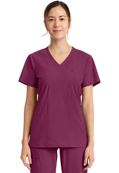 Pursuit IN647A Women's 2-Pocket V-Neck Top Wine