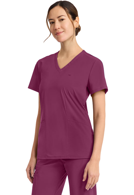 Pursuit IN647A Women's 2-Pocket V-Neck Top Wine