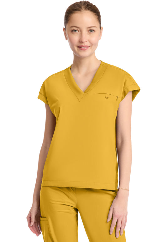 Pursuit IN650A Women's 1-Pocket V-Neck Top Butterscotch
