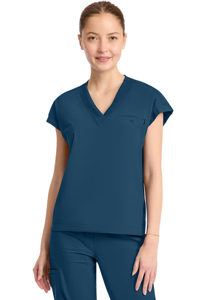 Pursuit IN650A Women's 1-Pocket V-Neck Top Caribbean Blue