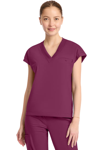 Classics IN650A Women's 1-Pocket V-Neck Top Wine