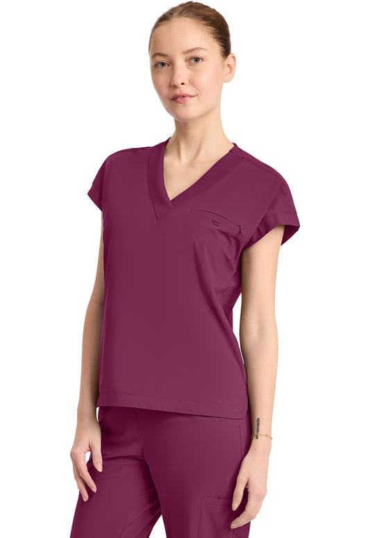 Classics IN650A Women's 1-Pocket V-Neck Top Wine