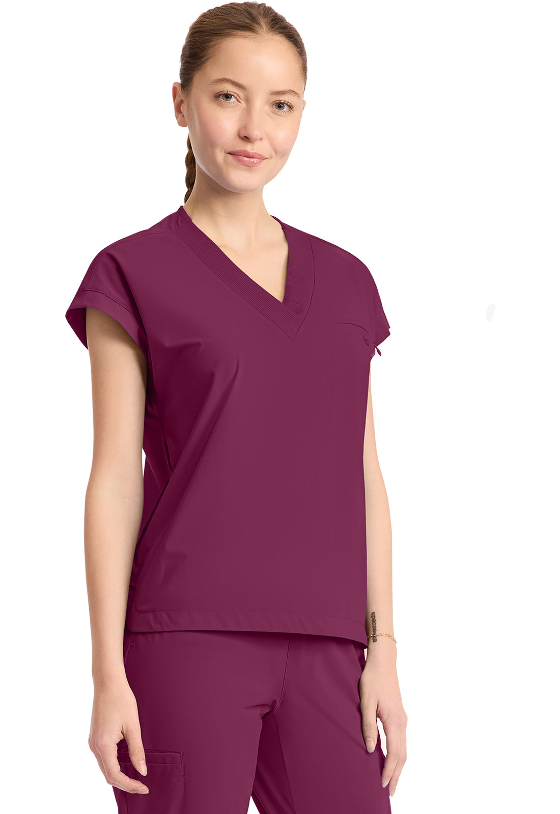 Classics IN650A Women's 1-Pocket V-Neck Top Wine