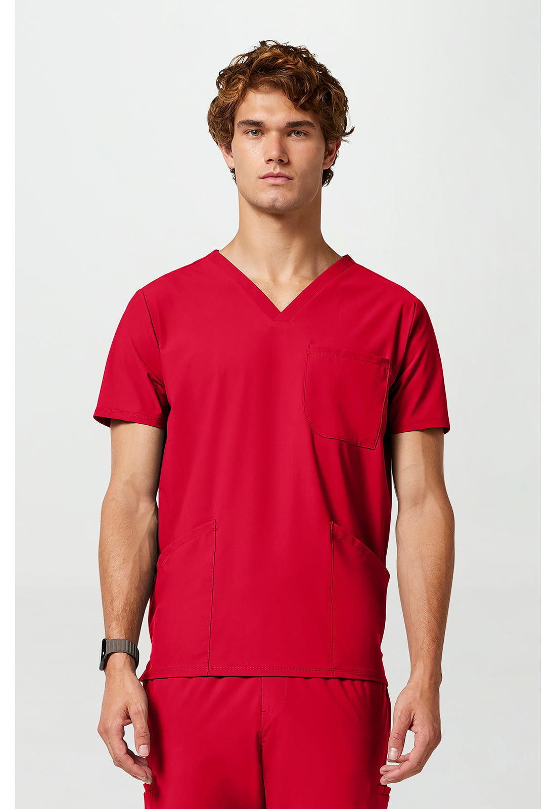 Pursuit IN651A Men's 3 Pocket V-Neck Scrub Top Cherry Pop