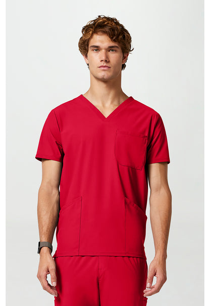 Pursuit IN651A Men's 3 Pocket V-Neck Scrub Top Cherry Pop