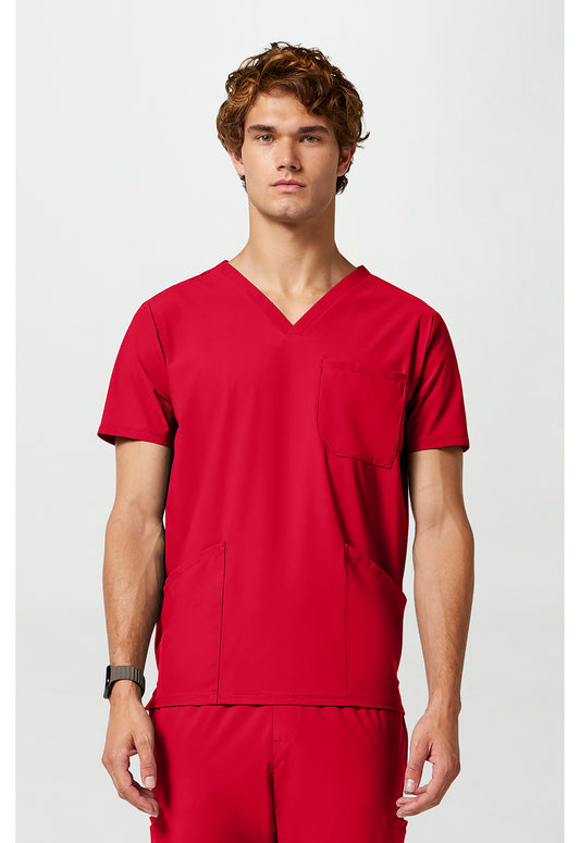 Pursuit IN651A Men's 3 Pocket V-Neck Scrub Top Cherry Pop