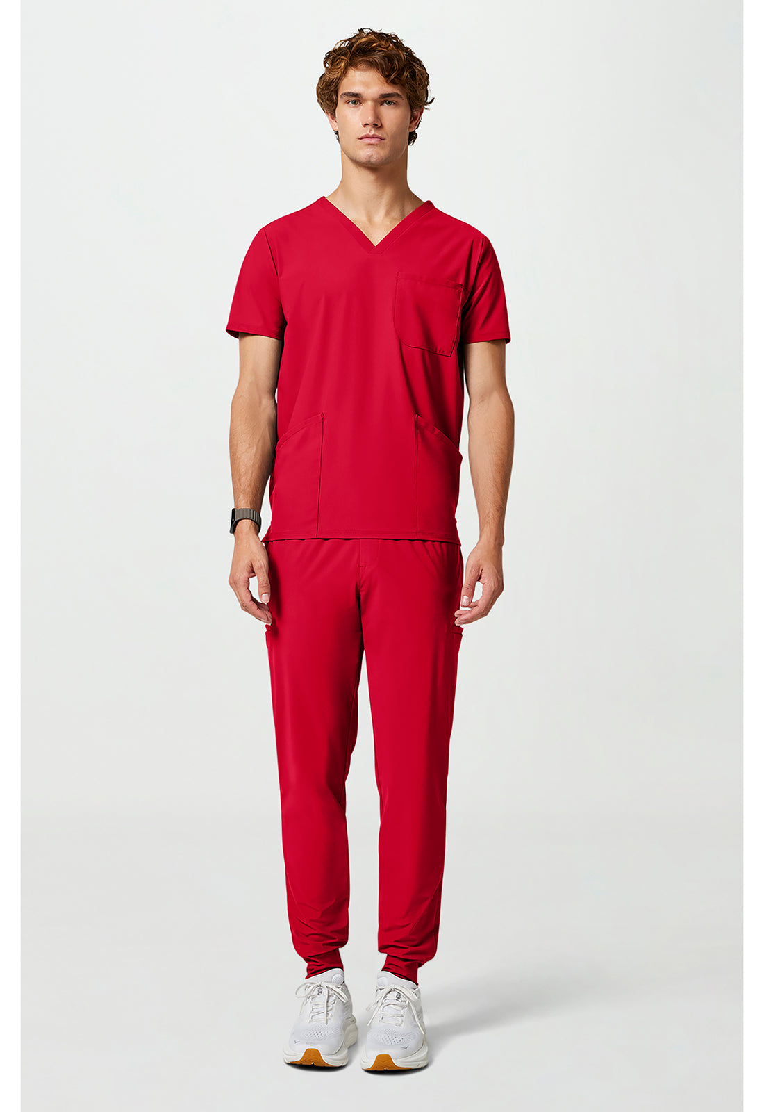 Pursuit IN651A Men's 3 Pocket V-Neck Scrub Top Cherry Pop