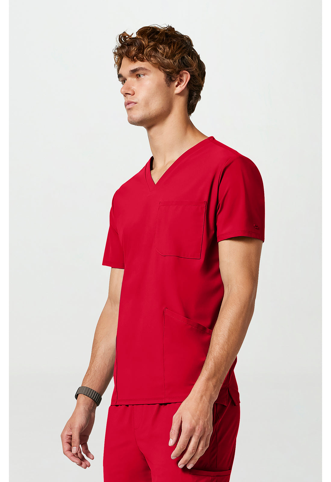 Pursuit IN651A Men's 3 Pocket V-Neck Scrub Top Cherry Pop