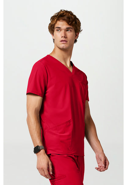 Pursuit IN651A Men's 3 Pocket V-Neck Scrub Top Cherry Pop