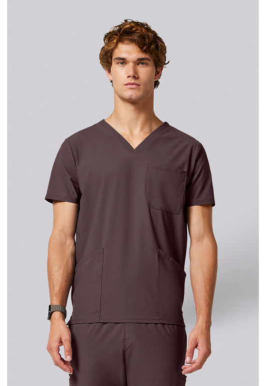 Pursuit IN651A Men's 3 Pocket V-Neck Scrub Top Walnut Roast