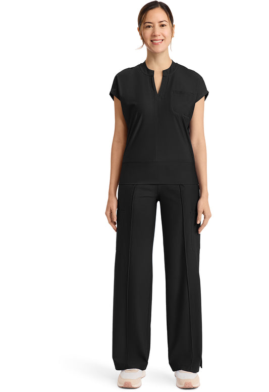 Kinetic IN655A Women's Dolman V-Neck Scrub Top Black
