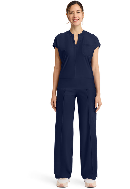 Kinetic IN655A Women's Dolman V-Neck Scrub Top Navy