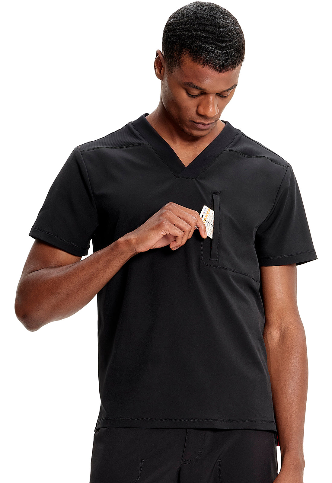 GNR8 IN700A Men's V-Neck Top Black Model Image Right Side | Infinity