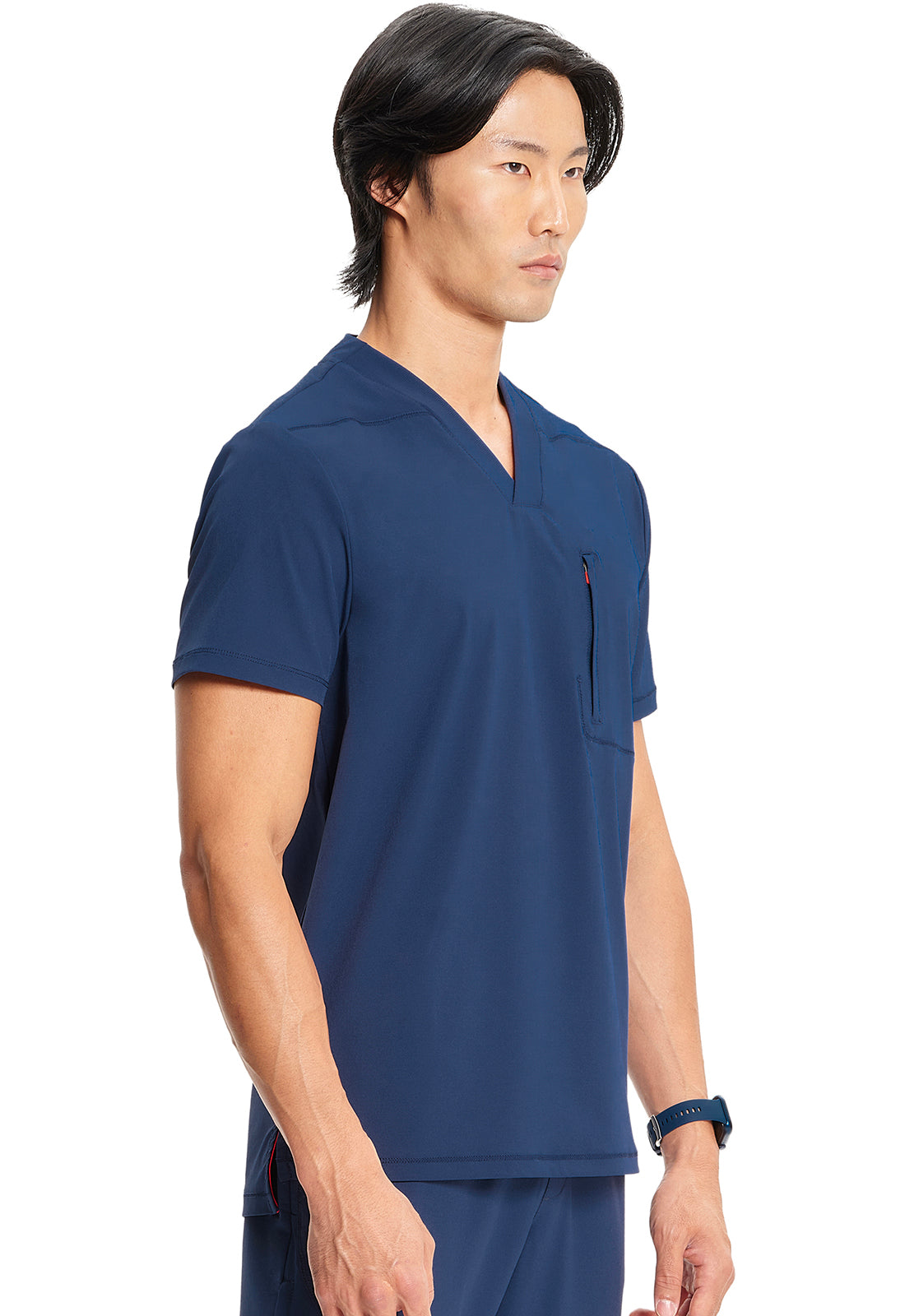 GNR8 IN700A Men's V-Neck Top Navy Model Image Left Side | Infinity