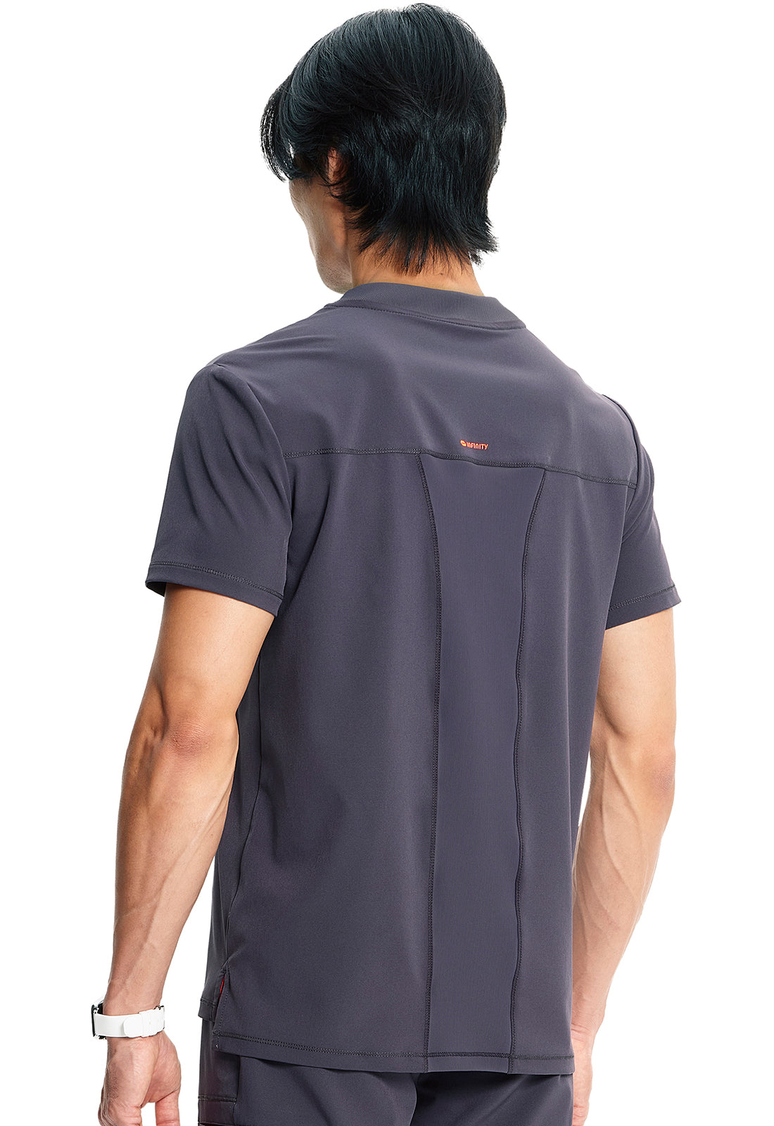 GNR8 IN700A Men's V-Neck Top Pewter Model Image Right Side | Infinity