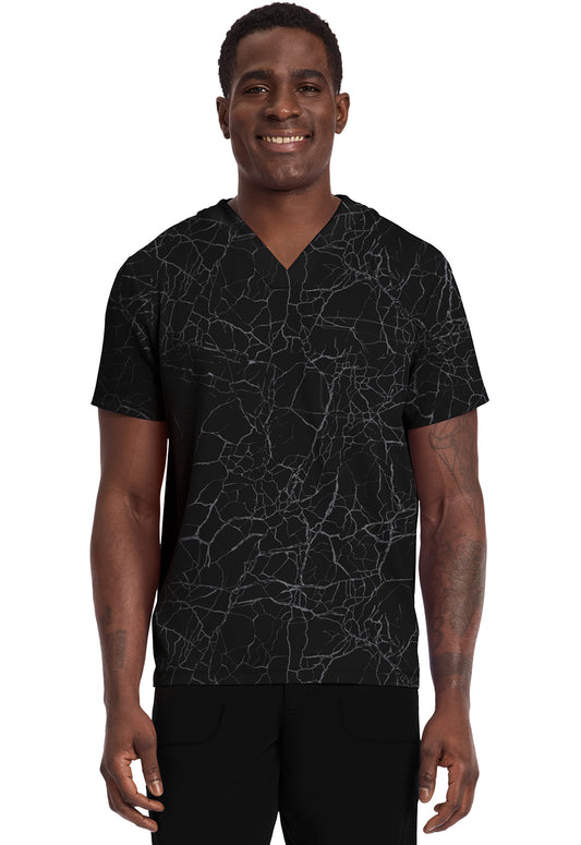 GNR8 IN701 V-Neck Printed Top Crackle Black