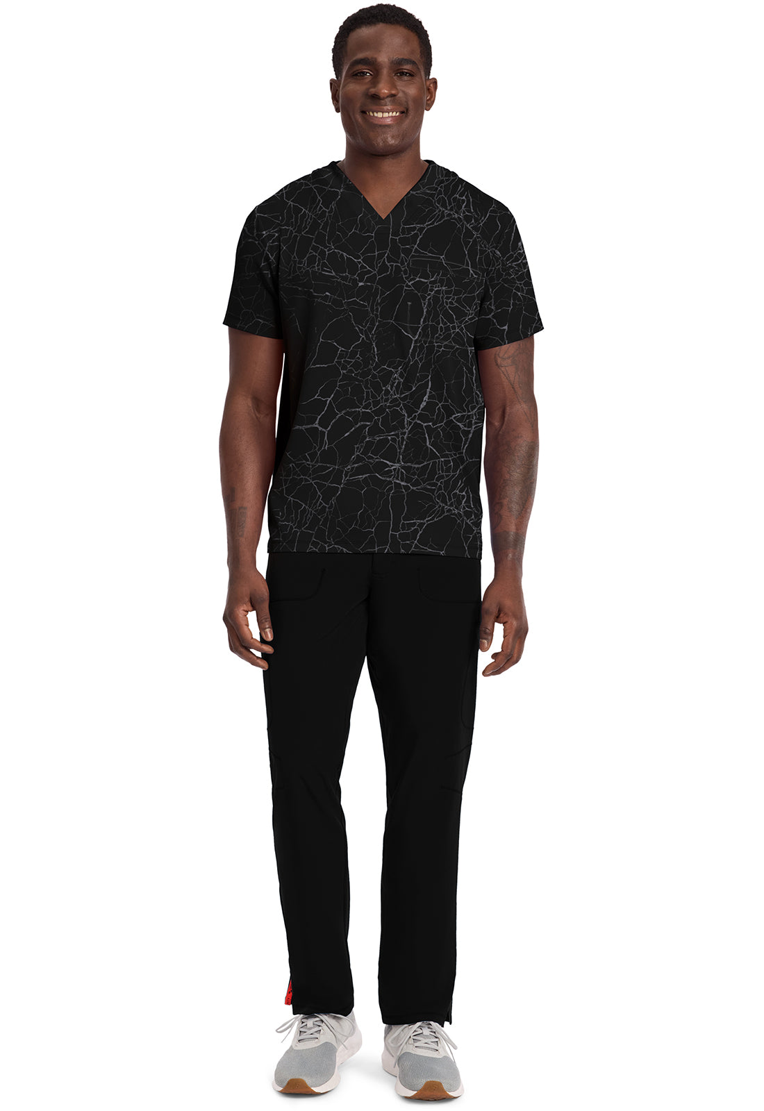 GNR8 IN701 V-Neck Printed Top Crackle Black