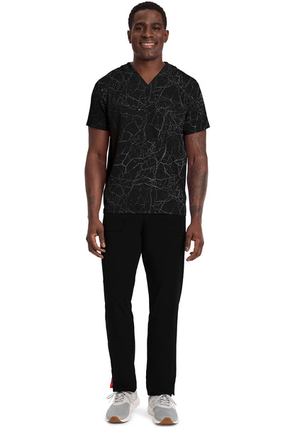 GNR8 IN701 V-Neck Printed Top Crackle Black