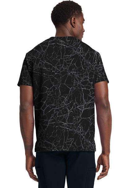 GNR8 IN701 V-Neck Printed Top Crackle Black