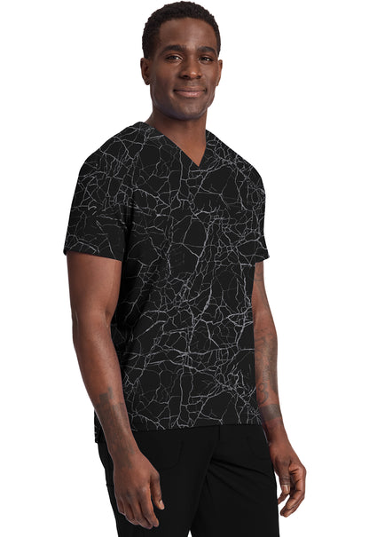 GNR8 IN701 V-Neck Printed Top Crackle Black