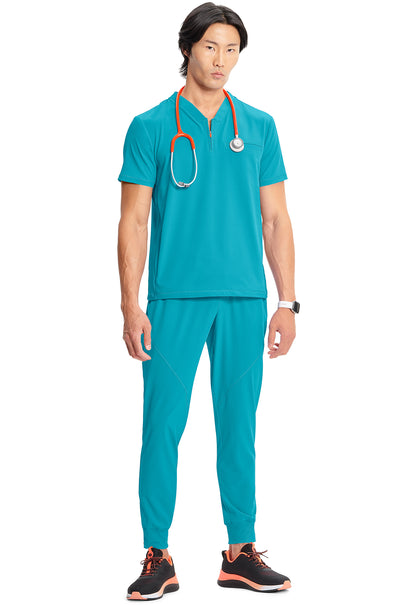 GNR8 IN702A Men's Partial Zip V-Neck Top Aquaturque