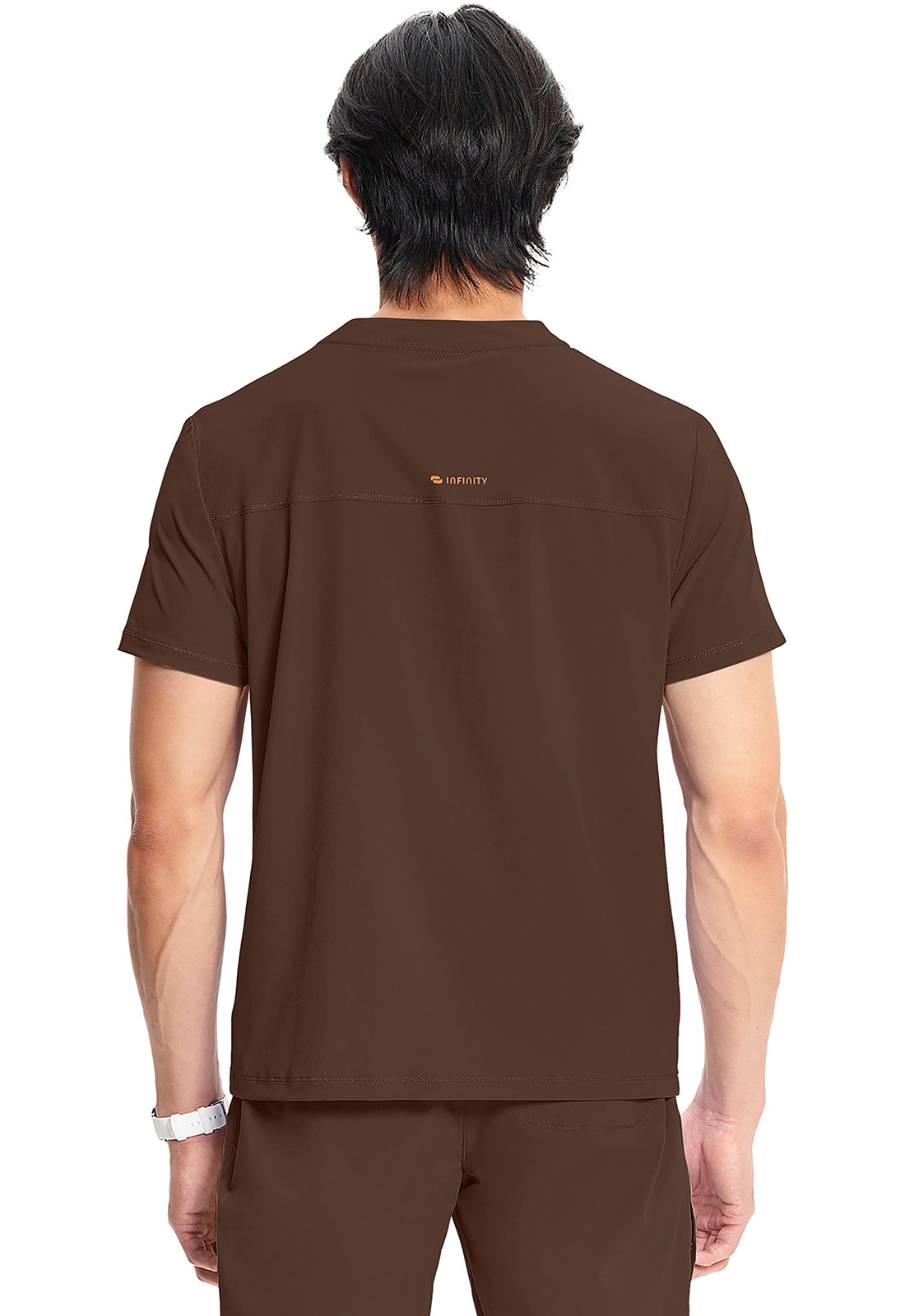 GNR8 IN702A Men's Partial Zip V-Neck Top Espresso Express