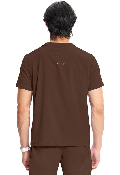 GNR8 IN702A Men's Partial Zip V-Neck Top Espresso Express