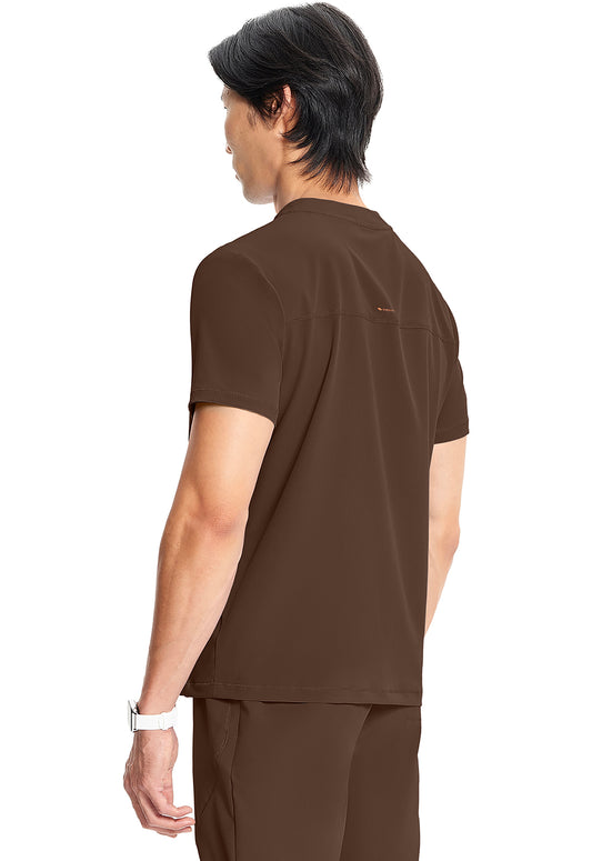 GNR8 IN702A Men's Partial Zip V-Neck Top Espresso Express