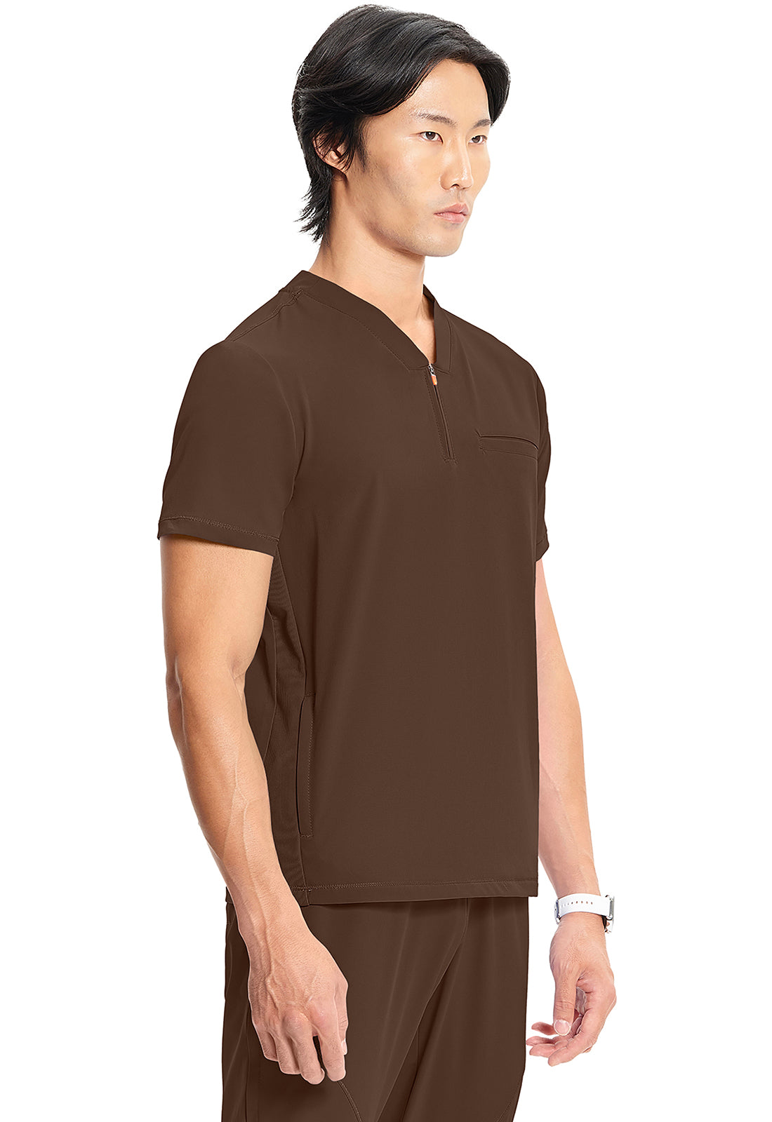 GNR8 IN702A Men's Partial Zip V-Neck Top Espresso Express