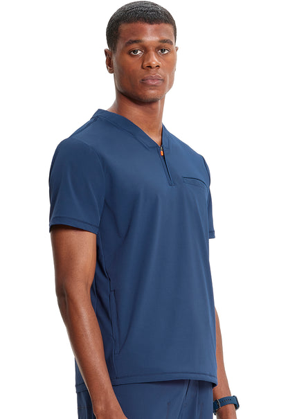 GNR8 IN702A Men's Partial Zip V-Neck Top Navy Model Image Left Side | Infinity