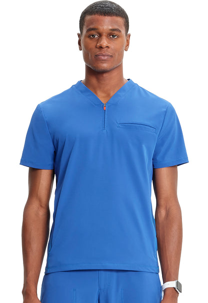 GNR8 IN702A Men's Partial Zip V-Neck Top Royal Model Image Front | Infinity