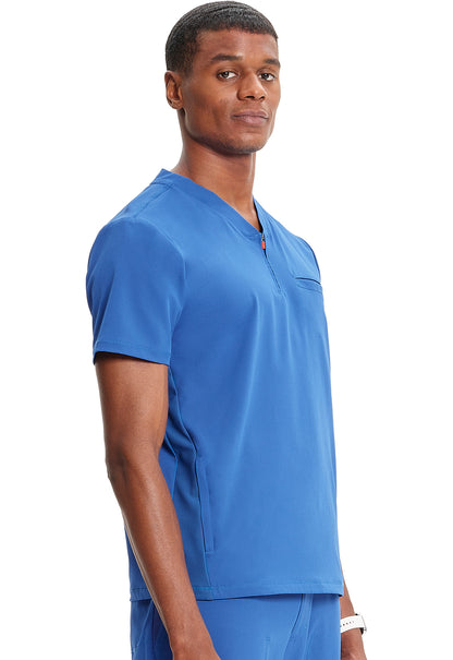 GNR8 IN702A Men's Partial Zip V-Neck Top Royal Model Image Left Side | Infinity