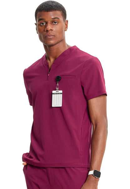 GNR8 IN702A Men's Partial Zip V-Neck Top Wine Model Image Right Side | Infinity