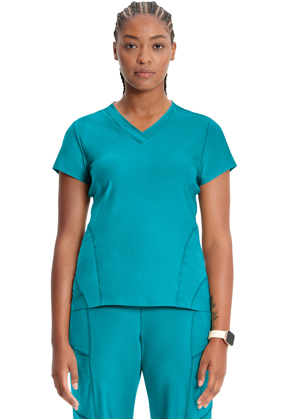 Kinetic IN706A Knit V-Neck Top Aquaturque Image