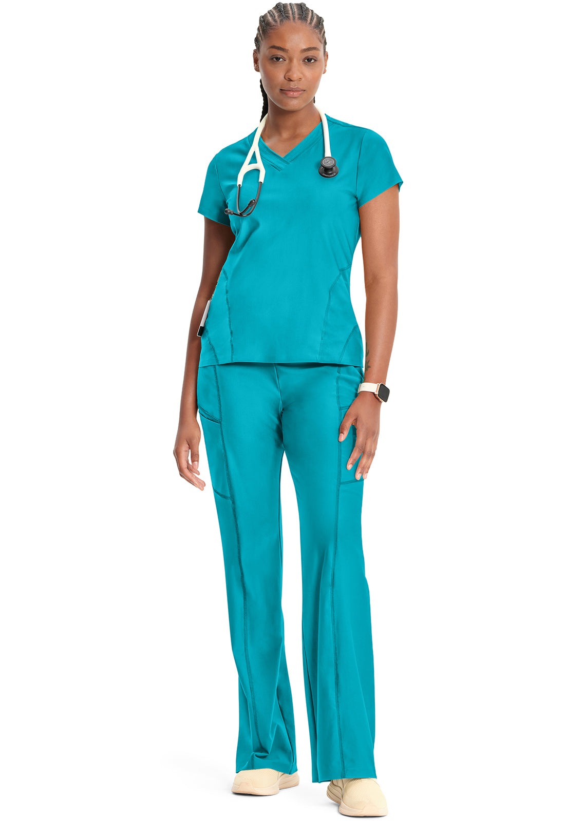 Kinetic IN706A Knit V-Neck Top Aquaturque Image