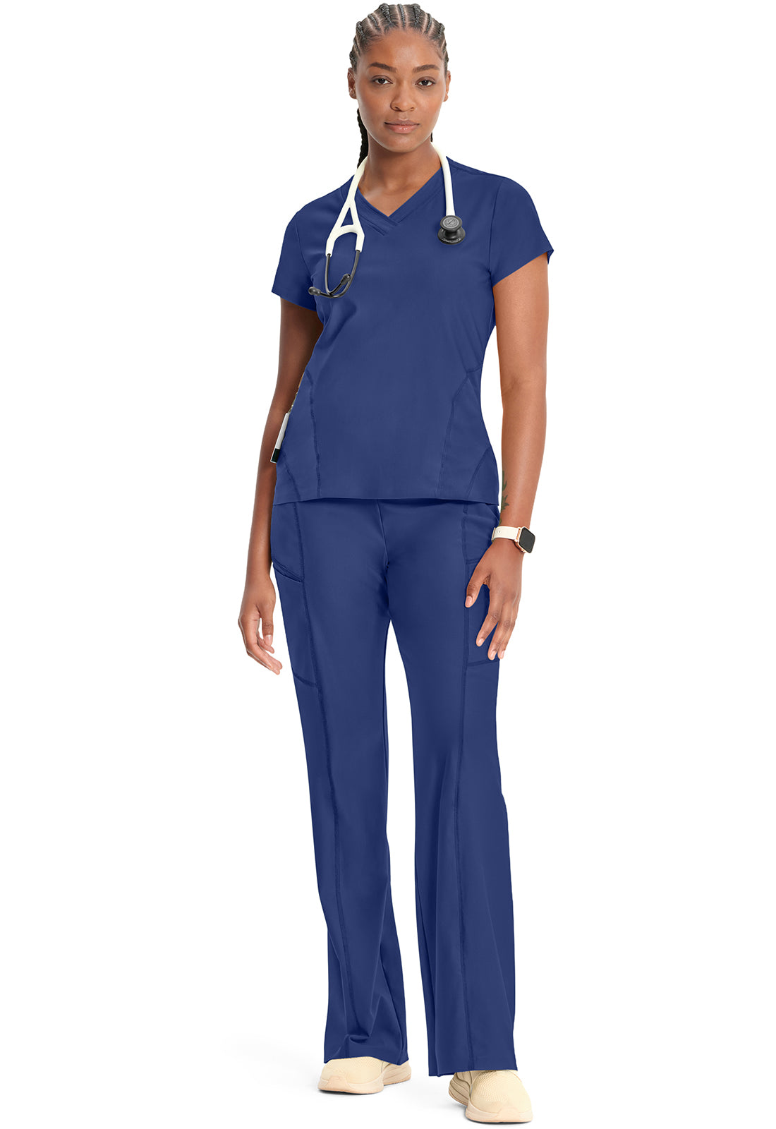 GNR8 Kinetic IN706A Knit V-Neck Top Navy | Scrubs for Women – Med