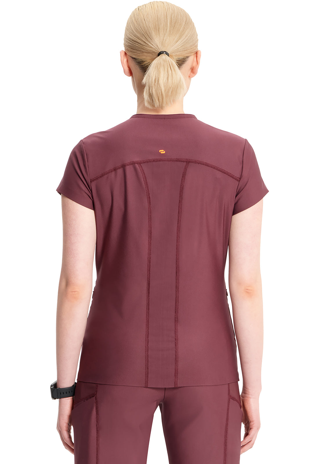 GNR8 Kinetic  IN706A Knit V-Neck Top Plum Velvet Model Image Back | Infinity