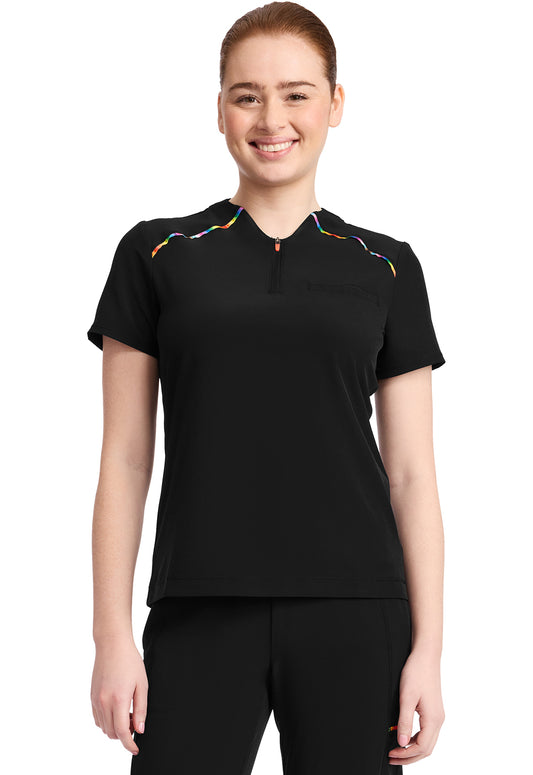 GNR8 Pride IN744A ZIP HENLEY TOP Black