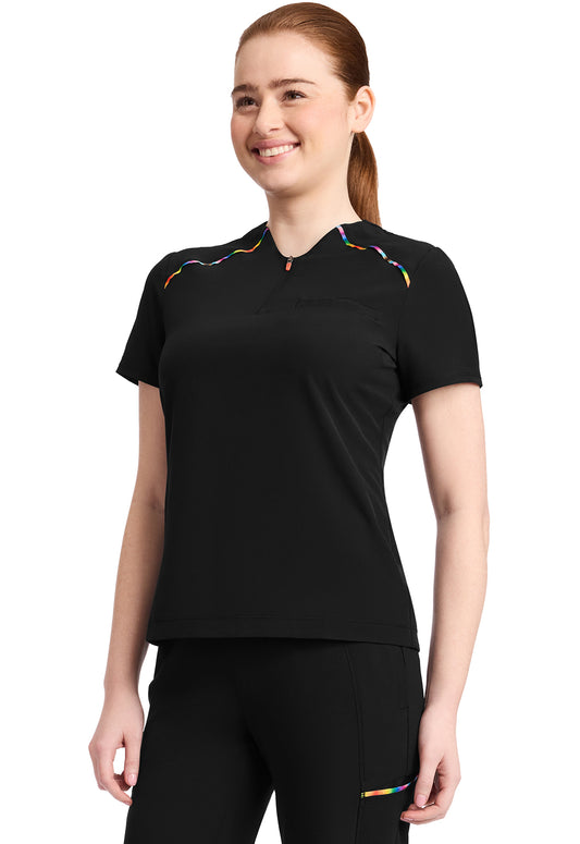 GNR8 Pride IN744A ZIP HENLEY TOP Black