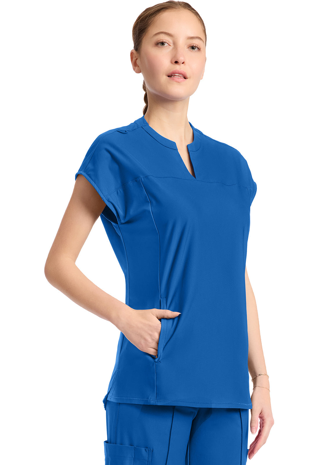 Kinetic IN811A Women's 2-Pocket Henley Tunic Top image 3