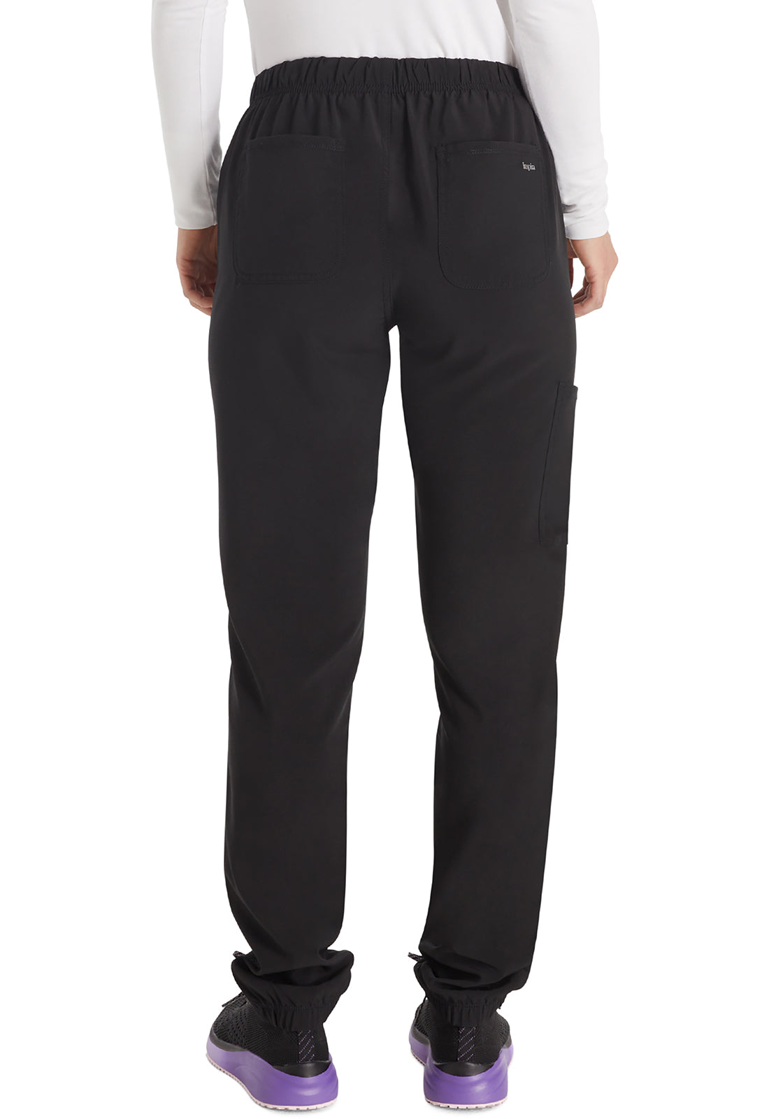 Inspira Flex IP042A Hybrid Hem Jogger Black Model Image Back | Inspira