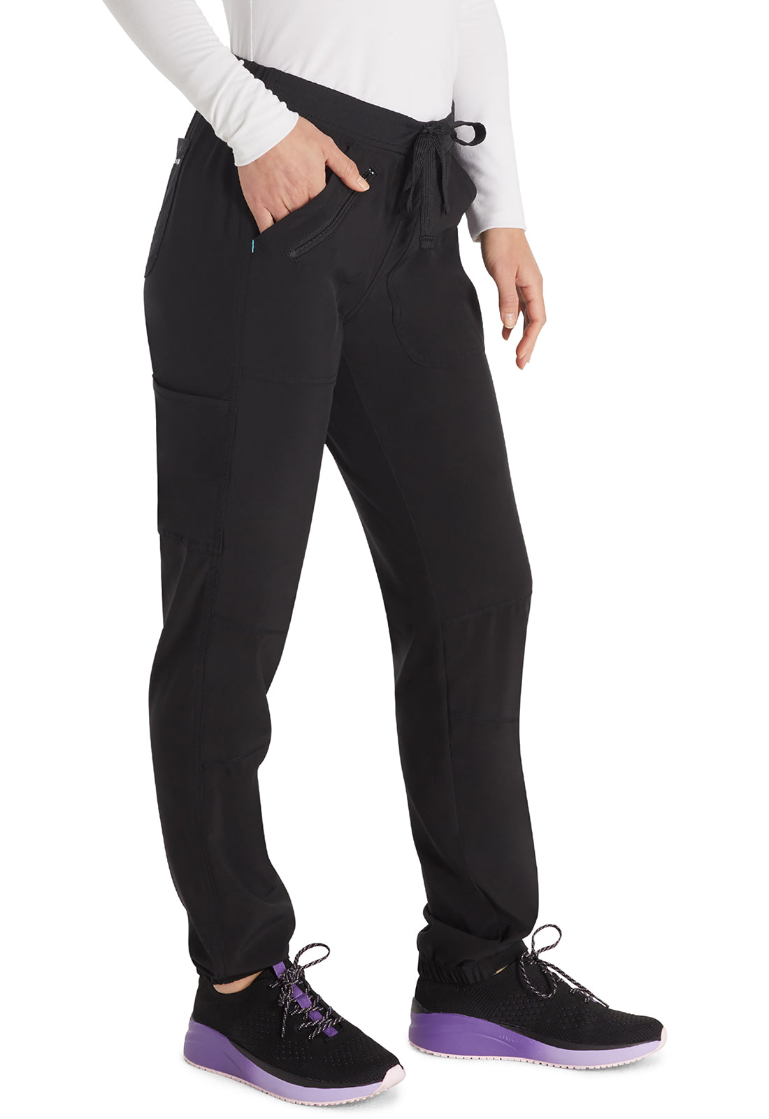 Inspira Flex IP042A Hybrid Hem Jogger Black Model Image Left Side | Inspira