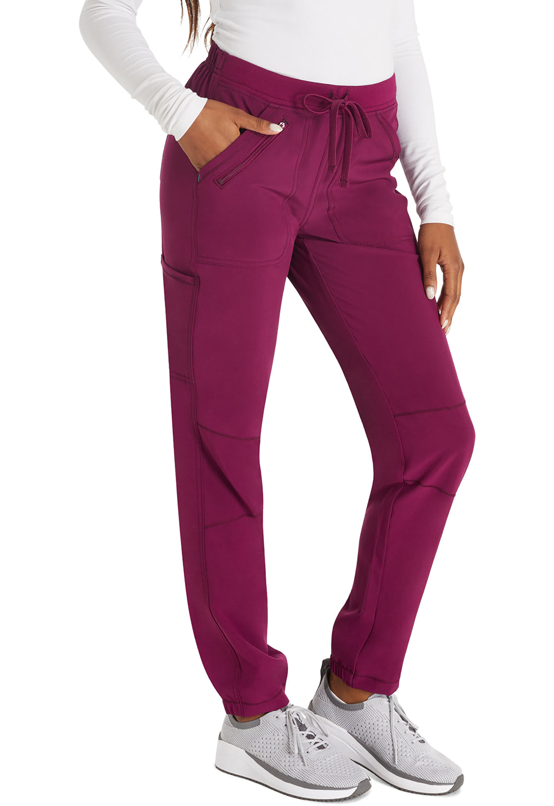 Inspira Flex IP042A Hybrid Hem Jogger Wine Model Image Left Side | Inspira